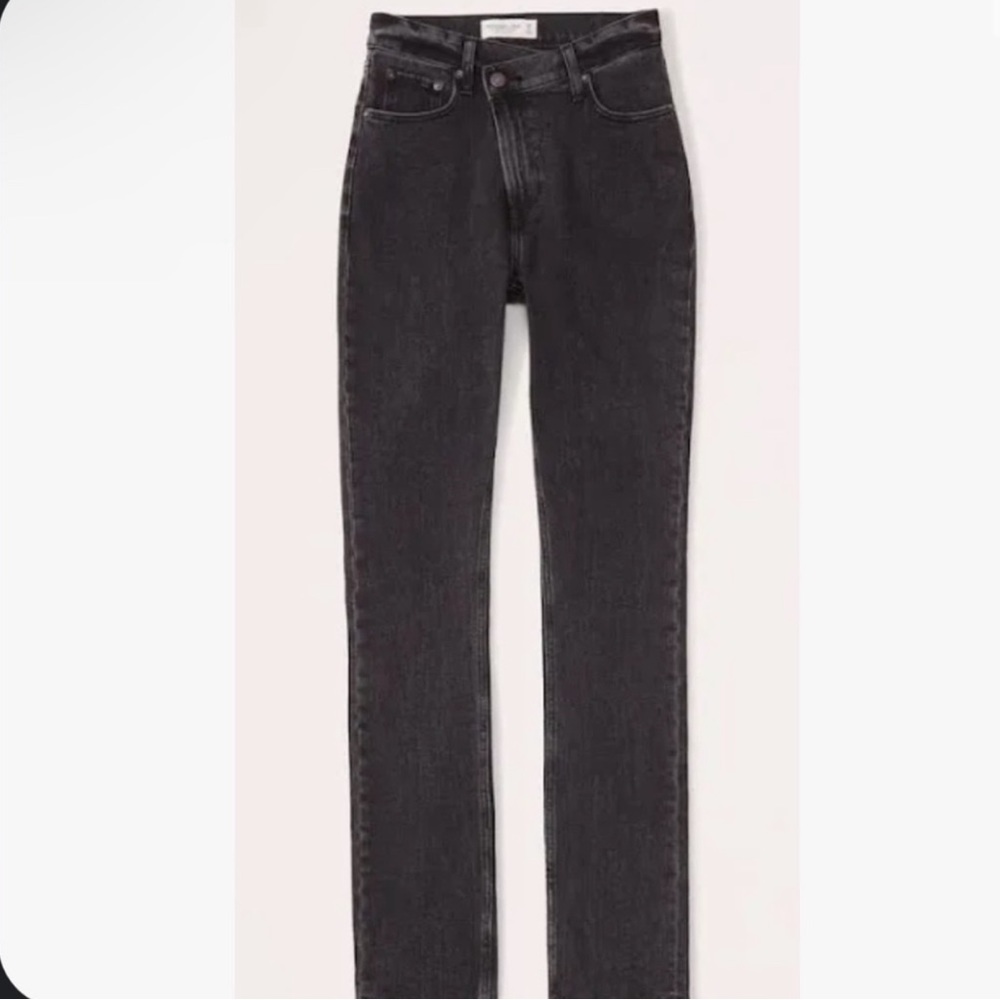 Abercrombie Ultra High Rise 90s Slim Straight Jean 25 Long Crisscross Waist